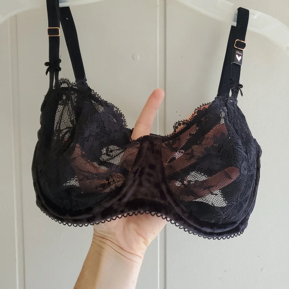 Victoria's Secret Bra 34DD Dream Angels Push-Up Without Padding Black Velvet